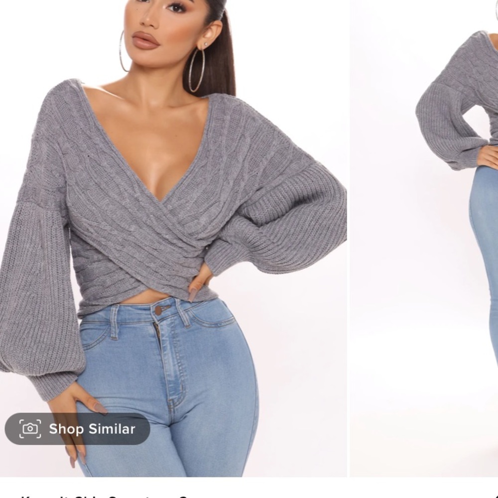 Fashion Nova Grey Sweater in good condition size large